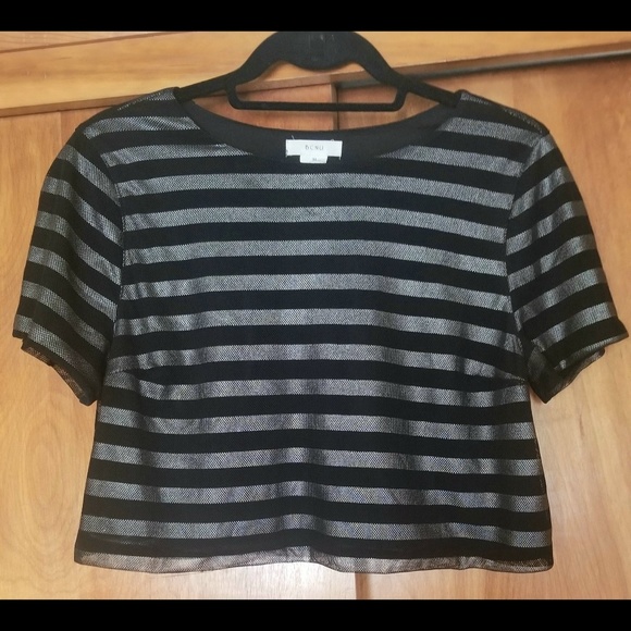BCNU Tops - BCNU mesh, cropped striped T